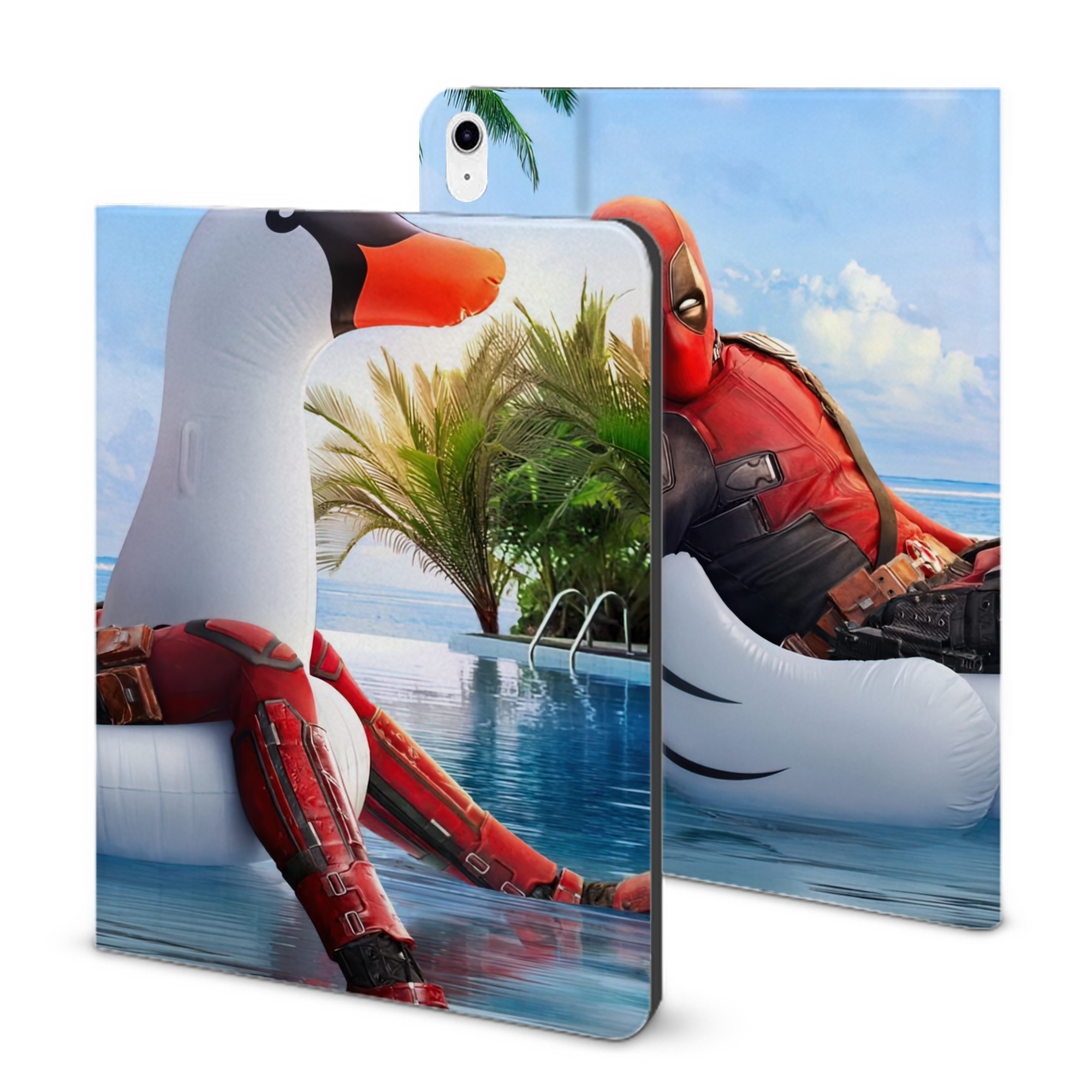 （画像用） Deadpool デッドプール IPad ケース ブック型 PUレザー TPU 耐衝撃 軽量 薄型 ペン収納なし 全面保護 IPad 各モデル対応